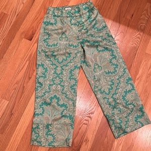 J Crew Collection women’s Green paisley satin pants size 4